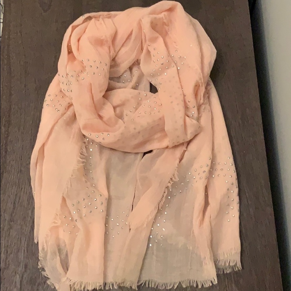 Baby pink rhinestone studded scarf